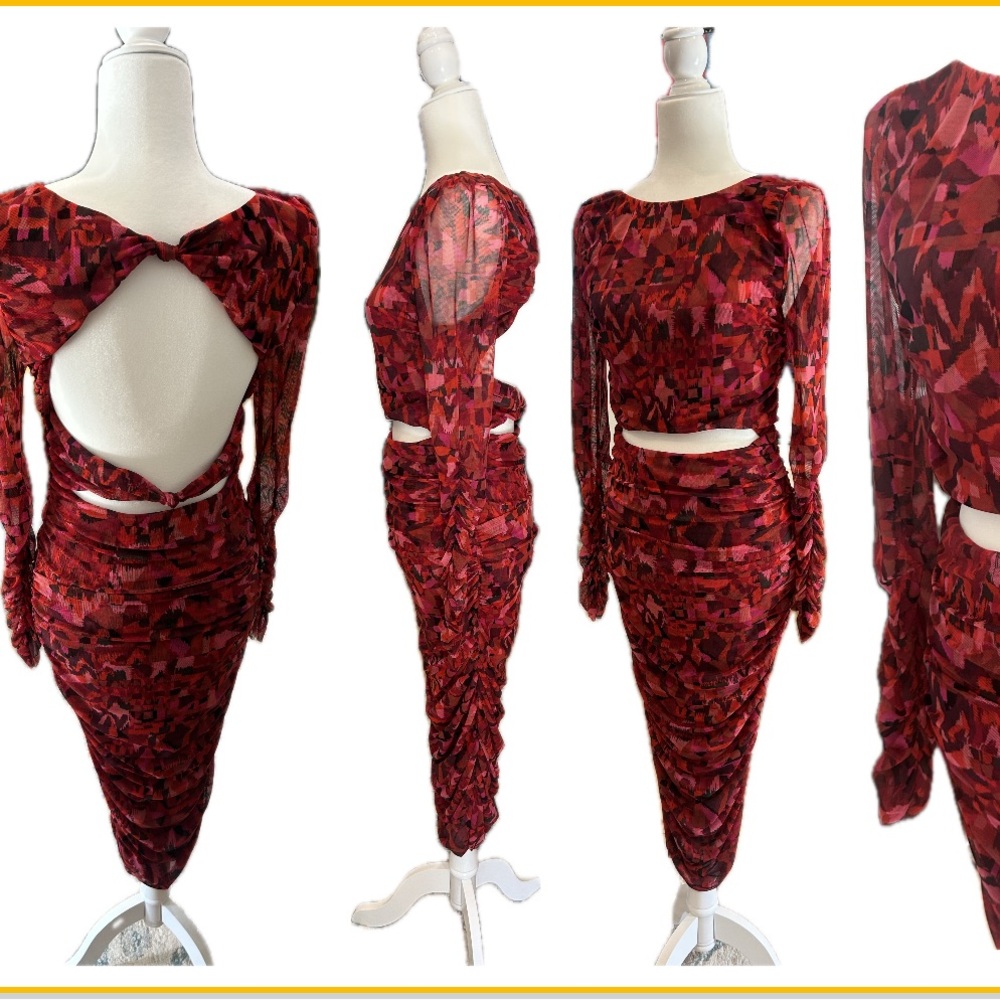 Elegant Red Patterned Dress
